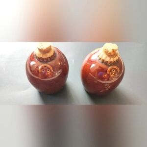 Vintage Brown Drip Salt and Pepper Shakers Oven Proof USA